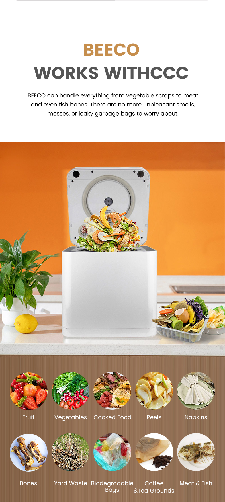 Small Kitchen Appliances Kitchen Composter Household Kitchen Food Waste Garbage Can Food Waste Composting Waste Disposer