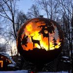Outdoor Corten Rustic Red 1000mm Steel Fire Bowl Sphere Or Customized