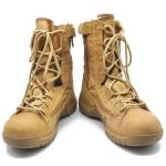High Shoes Lightweight Desert Waterproof Sport Rubber Combat Shoes Black Leather