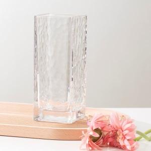 China Square Clear Shaped Glass Vases Machine Pressed 7.8 Inch Height Modern Simple factory