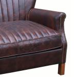 ISO 2 Seat Leather Loveseat L122cm Vintage Leather Sofas With Lines And Rivets
