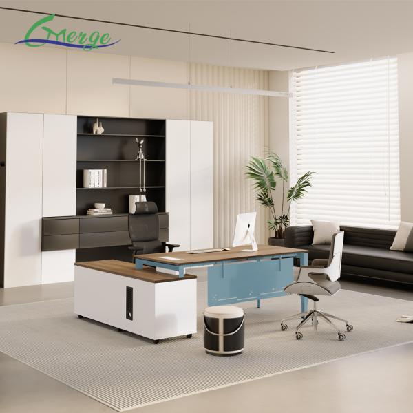 Functional Cable Management System Commercial Manager Office Desk with Wood