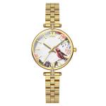 Ladies Floral Print Watch Steel Strap Japanese Movement 3ATM Waterproof