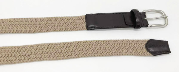 100 - 140cm Length Mens Woven Elastic Belt Customized With Zinc Alloy Buckle