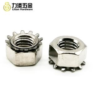 China SS304 Metal Self Locking Nut M3 Hexagon Toothed Polished Tempered on sale