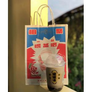 Recyclable Brown Paper Shopping Bag Custom Printed With Reusable Handles