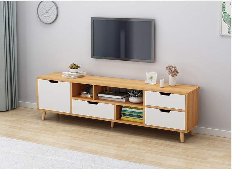 20kg Solid Wood TV Cabinet , 26cm Width Light Wood TV Stand