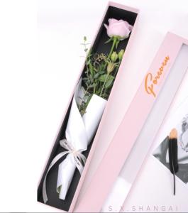 China Long Square Single Rose Gift Box Semi Transparent Shipping Boxes For Flower Arrangements factory