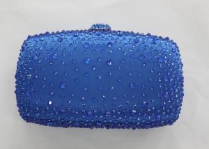 China Silver Sparkly Rhinestone Evening Bags With 20 &quot; Metal Chain And Black Velvet factory