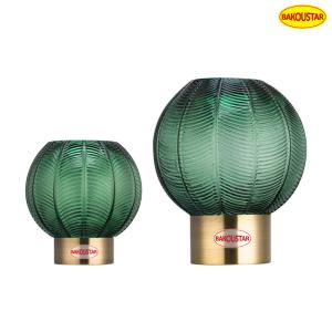 China Sprayed Lantern Shaped Leaf Textured Glass Vase Hand Blown factory