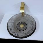 Transparent Shallow Wash Basin Modern Round 19mm Black Bowl Sink Bathroom