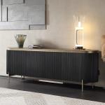 Brushed Gold Wooden Sideboard Cabinet Oak Dark Wood Buffet Cabinet Black