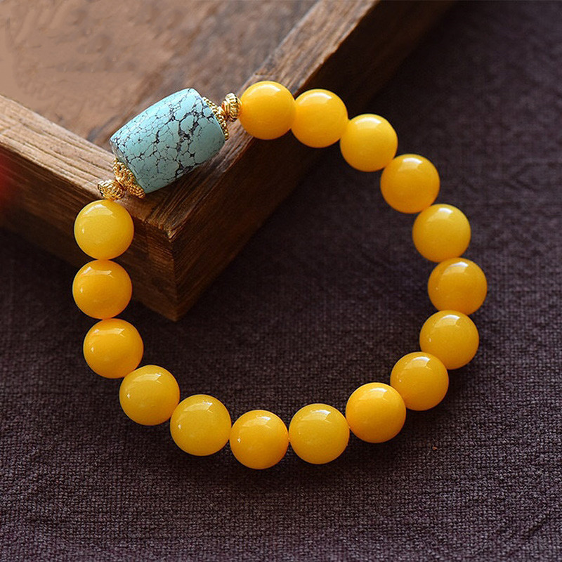 Wholesale Natural Healing Handmade Crystal Honey Amber Raw Stone Bracelet For Gift Souvenir Fine Jewelry Factory Real Classic 10mm Natural Crystal