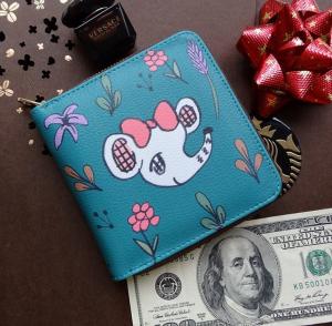 China New square wallet lovely female multi-functional hand-painted animals factory
