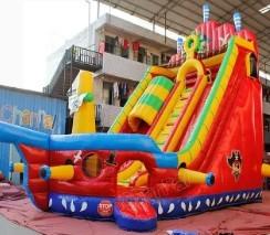 China Animal Theme Inflatable Water Slides Pirate Ship Sail Dry Slide factory