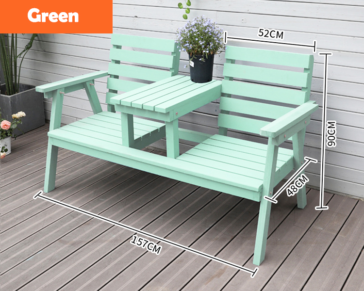 Outdoor Courtyard Solid Wooden Double Chair Bench with Table Enjoy Your Patio in Style