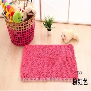 China Plain soft pink long pile chenille bath mat factory