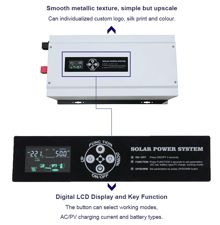 Pure Sine Wave 7.5kw Off Grid Mppt Solar Inverter Hybrid For Solar Panel Ac Condition