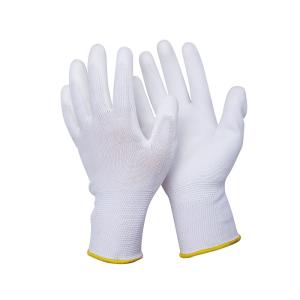 China CE Certified Black/White Polyester Knitted PU Coated Gloves for Construction S-XXL factory