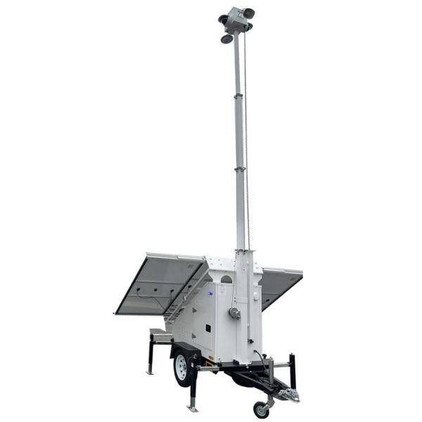 Cctv Camera Security Trailer With 3*400W Solar Panels For Temporary Construction