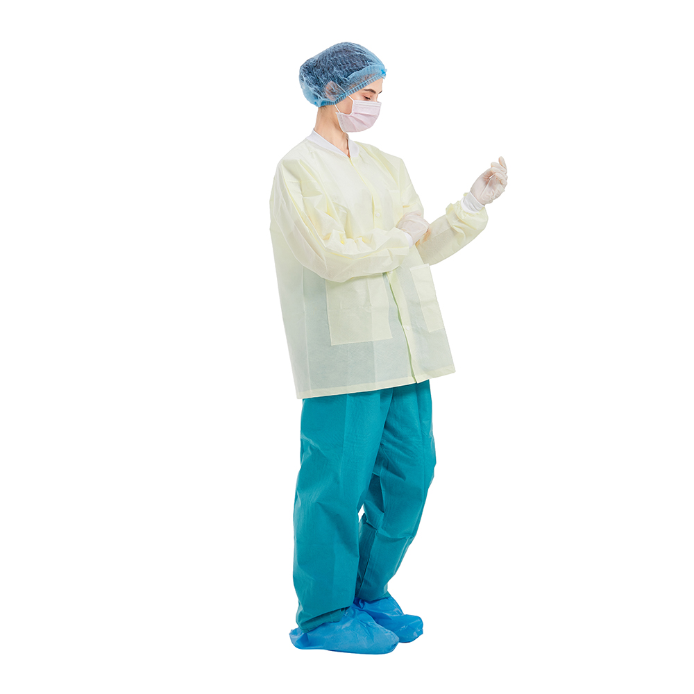 FDA Disposable Lab Coats , Long Sleeves Disposable Hospital Scrubs