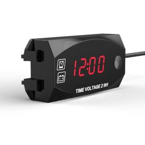 China IP67 Digital Calibrate Led Motorcycle Volt Meter 120cm Wire Length factory