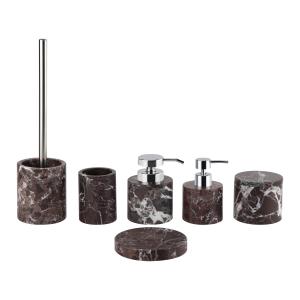 China Purple Marble Bathroom Accessories Set Round Marble Hand Soap Dispenser White Veins factory