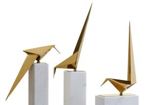China Polished Stainless Steel Origami Crane Sculpture For Interior Decoration factory
