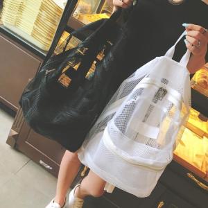 China Summer New Backpack Nylon Mesh Transparent Letter Bag Trendy Women'S Bag Travel Bag Casual Student Bag factory