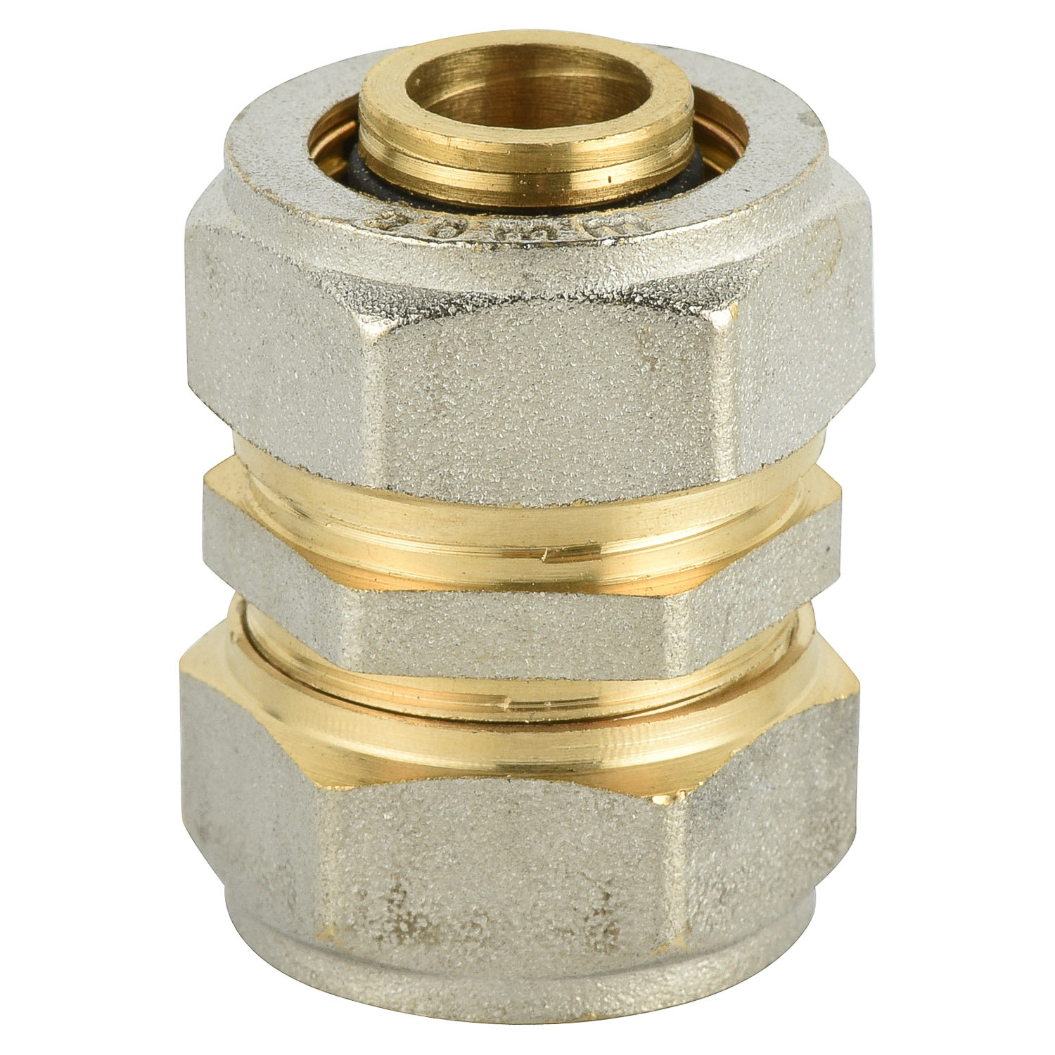 ppex-al-pex pipe fittings double color brass Straight Nipple Double compression fittings female coupling for pex-al-pex pipe