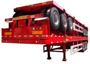 China High Bed 45 Tons Snowrunner Flatbed Semi Trailer Q345B 20ft Flat Bed Trailer factory