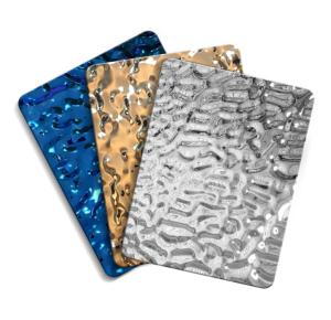 China 201 304 430 Mirror Polished Stainless Steel Sheet Water Wave 4x8 For Interior Wall Panel factory