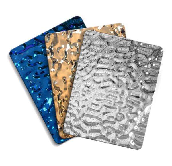 201 304 430 Mirror Polished Stainless Steel Sheet Water Wave 4x8 For Interior