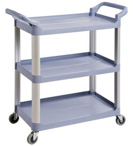 China Grey Kitchen PP 250KG 3 Shelf Utility Cart With Wheels factory