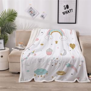 China Cartoon Digital Printing Sherpa Fleece Blankets Soft Breathable factory