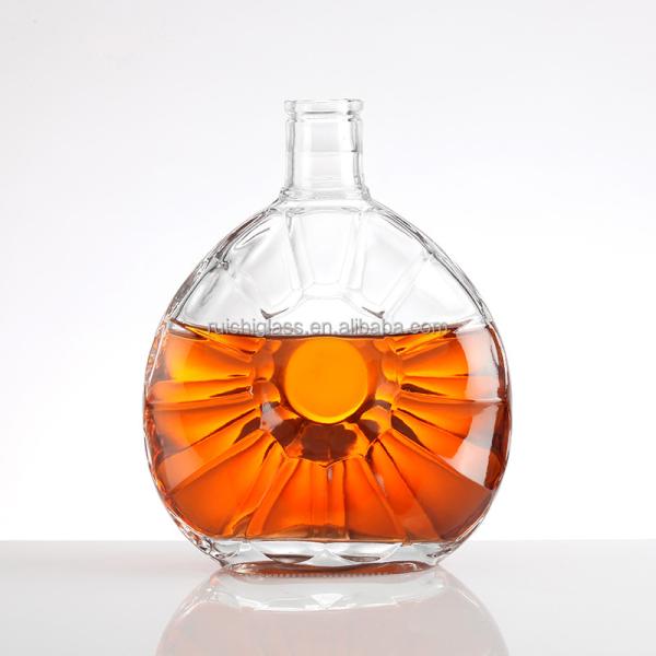 Collar Material Aluminum Plastic PP 500ml 750ml Empty Brandy Glass Bottle with