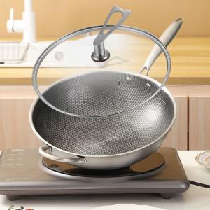 China New Product Multifunction Flat Bottom Kitchen Cooking Ware Stainless Steel Non-Stick Frying Pan factory