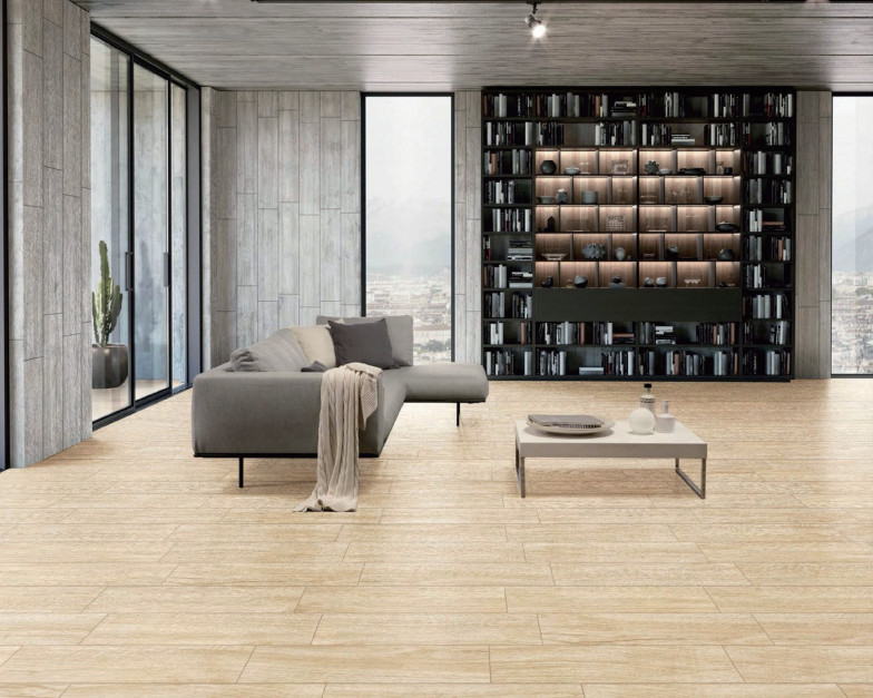 1200mm Length Antiskid Wooden Porcelain Tiles Inkjet Printed Beige 150x900mm