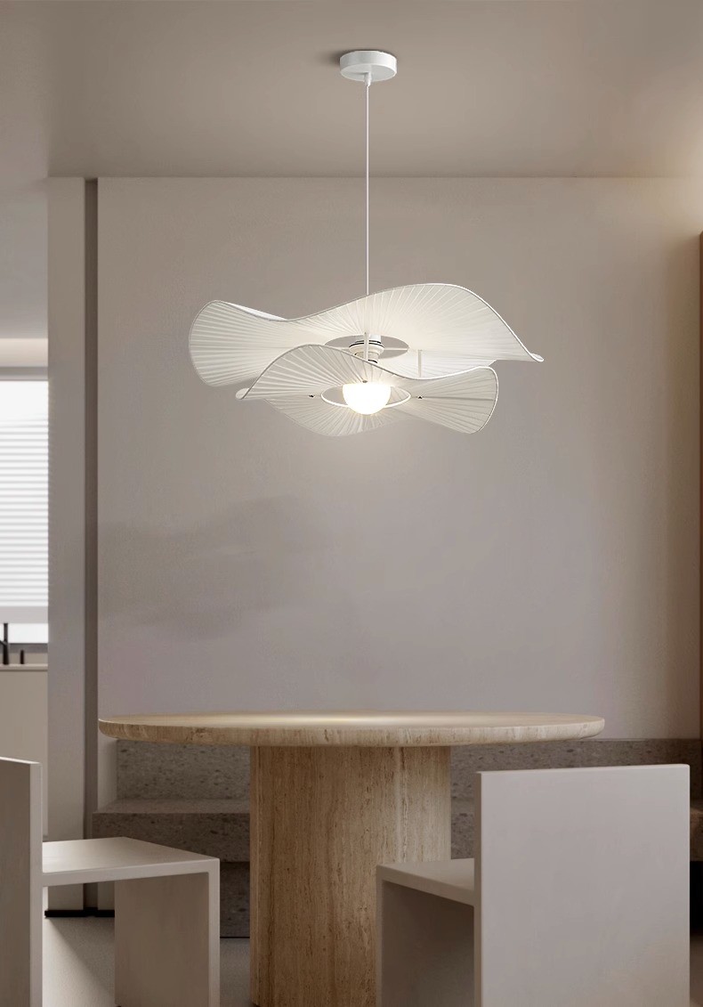 Nordic Cream Style Fabric Led Pendant Lights For Living Room Bedroom Bar Flower Pendant Lamp(WH-AP-590)