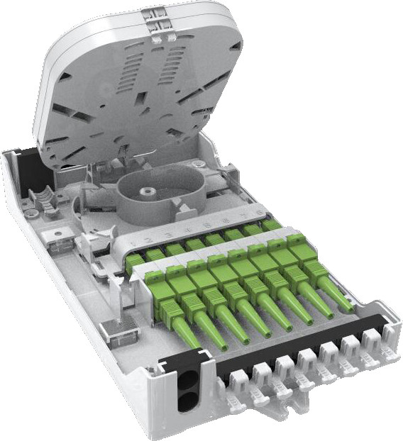 GFS-8ZT,fiber distribution box,splitter box,Max Capacity 8 cores,,size 235*126*52mm, Material: PC+ABS,IP 65