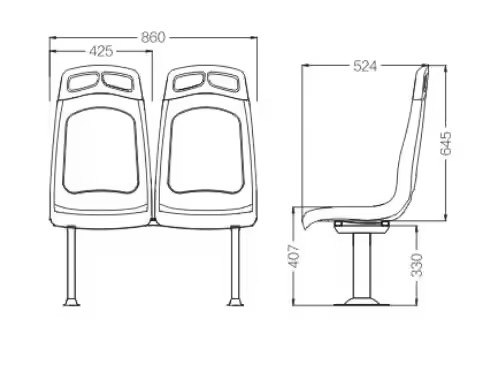 City Bus Seat with Soft Cushion Pad and Thicken Plastic Coating Anti-Rust Metal Frame