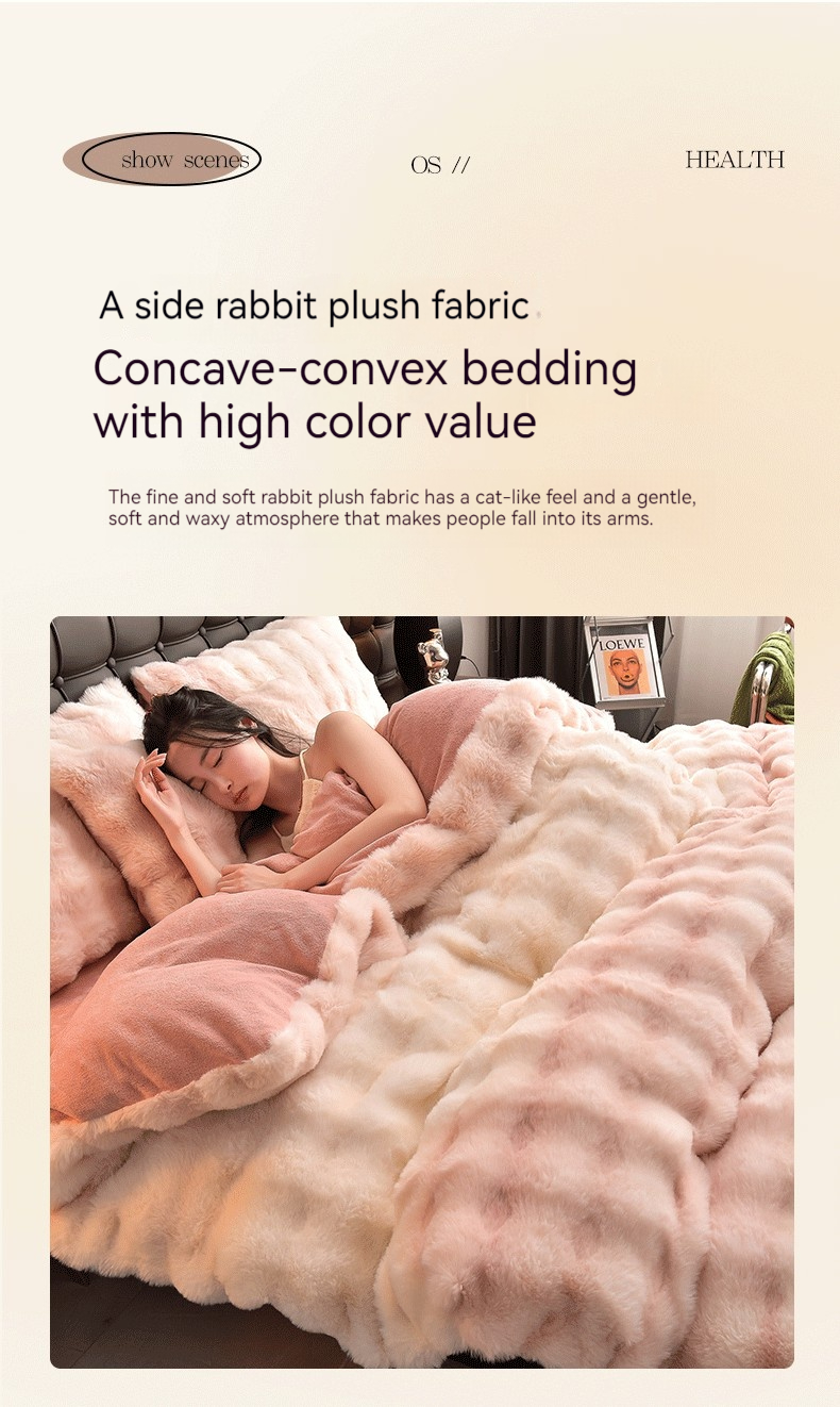2023 Hot Rabbit Hair 4-Piece Set in Rabbit Velvet Milk Velvet for Nondisposable Home