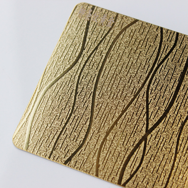 304 316 4x8 ft PVD Gold Color Willow Stripe Pattern Etched Decorative Stainless Steel Sheet