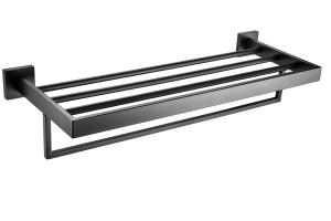 China Double towel rack83111B -Square Black&amp;Stainless steel 304&amp;Brush &amp;Bathroom &amp;kitchen&amp;Sanitary factory