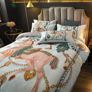 Diagonal Pattern Designer Digital Printing 4 PCS Bedding Sets Color Fastness