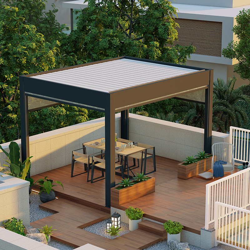 Aluminum outdoor pavilion to create a comfortable outdoor life