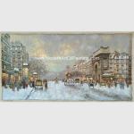 Framed Paris Oil Painting , Impressionist Landscape Paintings Thick Oil On