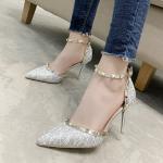 ZM025 9928-16 Korean Style Rivet Women'S Sandals Pointed Toe Stiletto Single