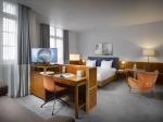 Madagascar hotel bedroom furniture set of wood headboard bed with combine desk
