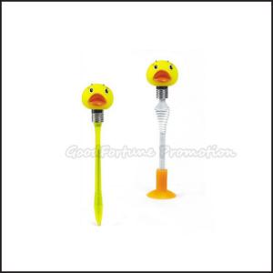 China Hot Sale Cheap Promotional printed logo led light yellow duck design ballpoint pen gift factory